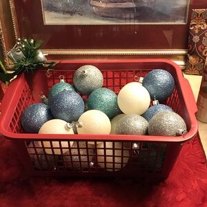 25 pretty frosted sparkly Christmas tree balls.